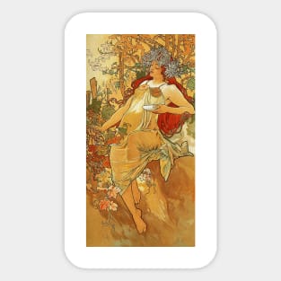 Autumn 1896 by Alphonse Mucha (His First Seasons Series) Sticker